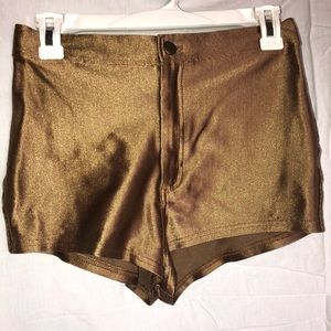 American Apparel Gold Disco Shorts